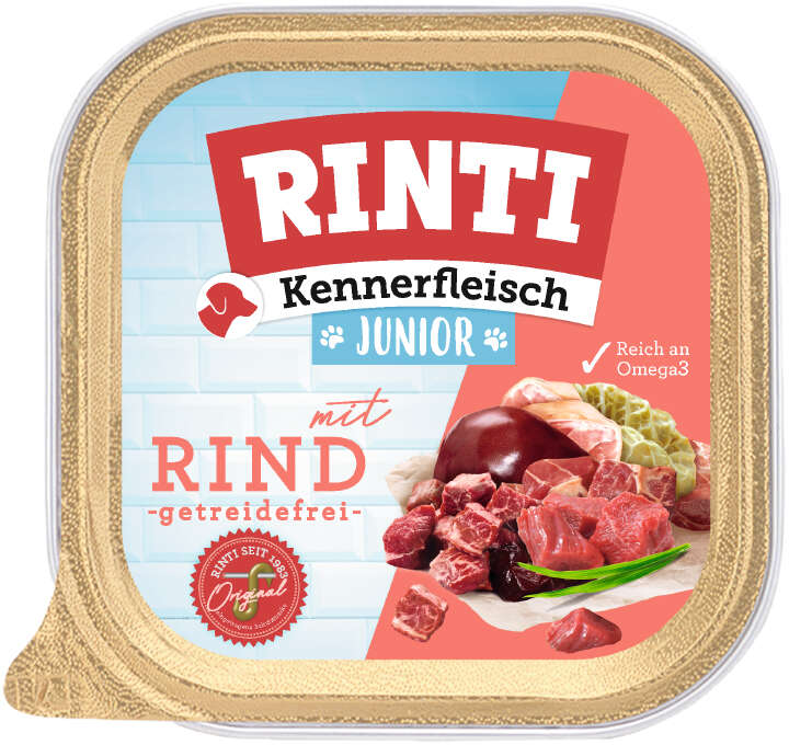 RINTI Hunde-Nassfutter Kennerfleisch Junior Rind